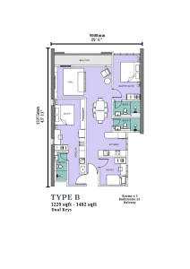 Type B Dual-Key Floor Plan